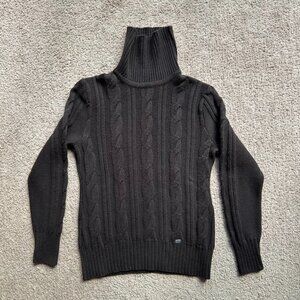 Geiger Sweater Womens Medium 100% Wool Turtleneck Cableknit Brown Pullover